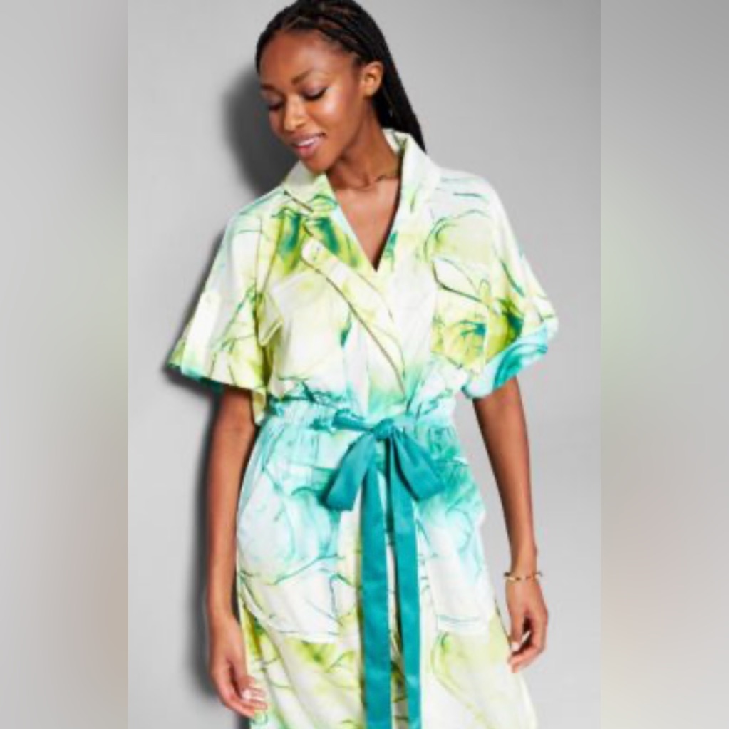 Inc International Concepts Lime And Yellow Dress, Drawstring Waist.